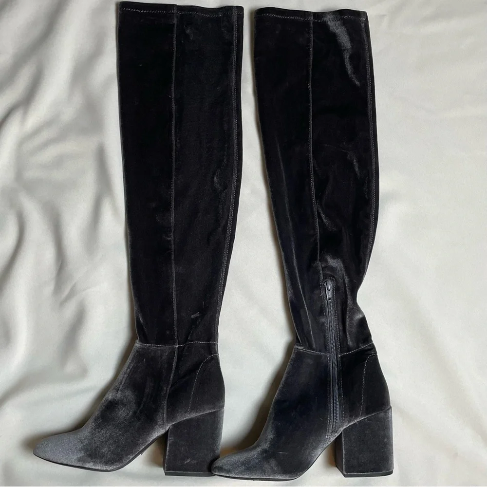 Aldo Black Velvet Knee-High Boots Size 7